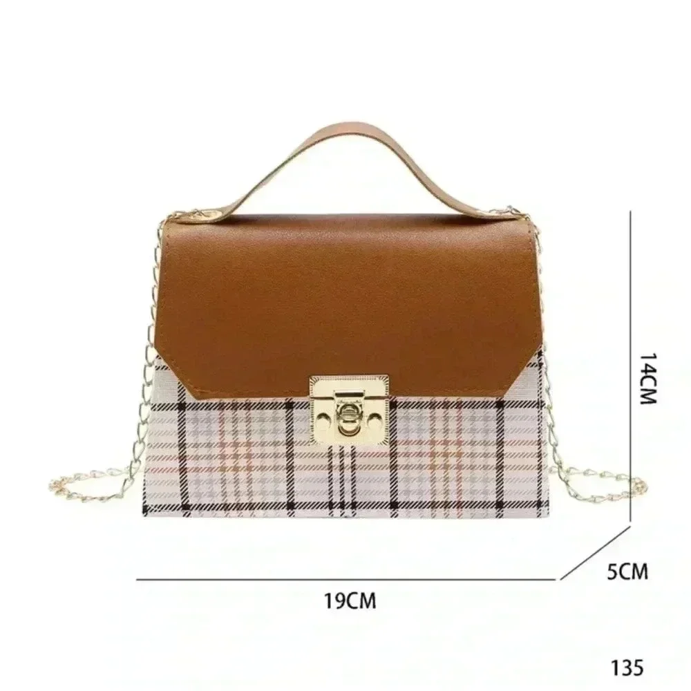 ⚠️Clearance Brown Plaid Small Square Chain Crossbody Bag - Picture 4 of 4